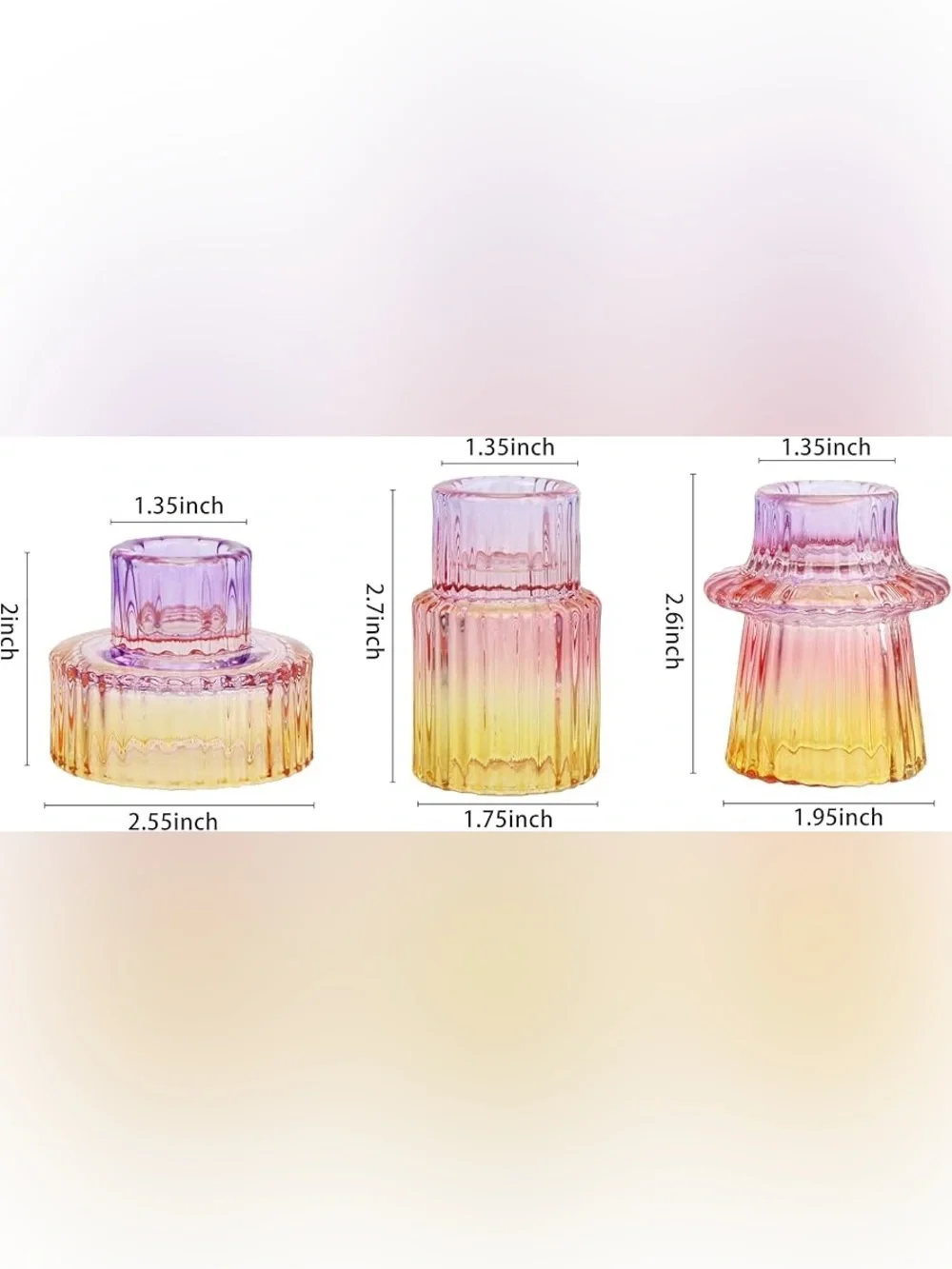 6pc Sunset Glass Candle Holders Set